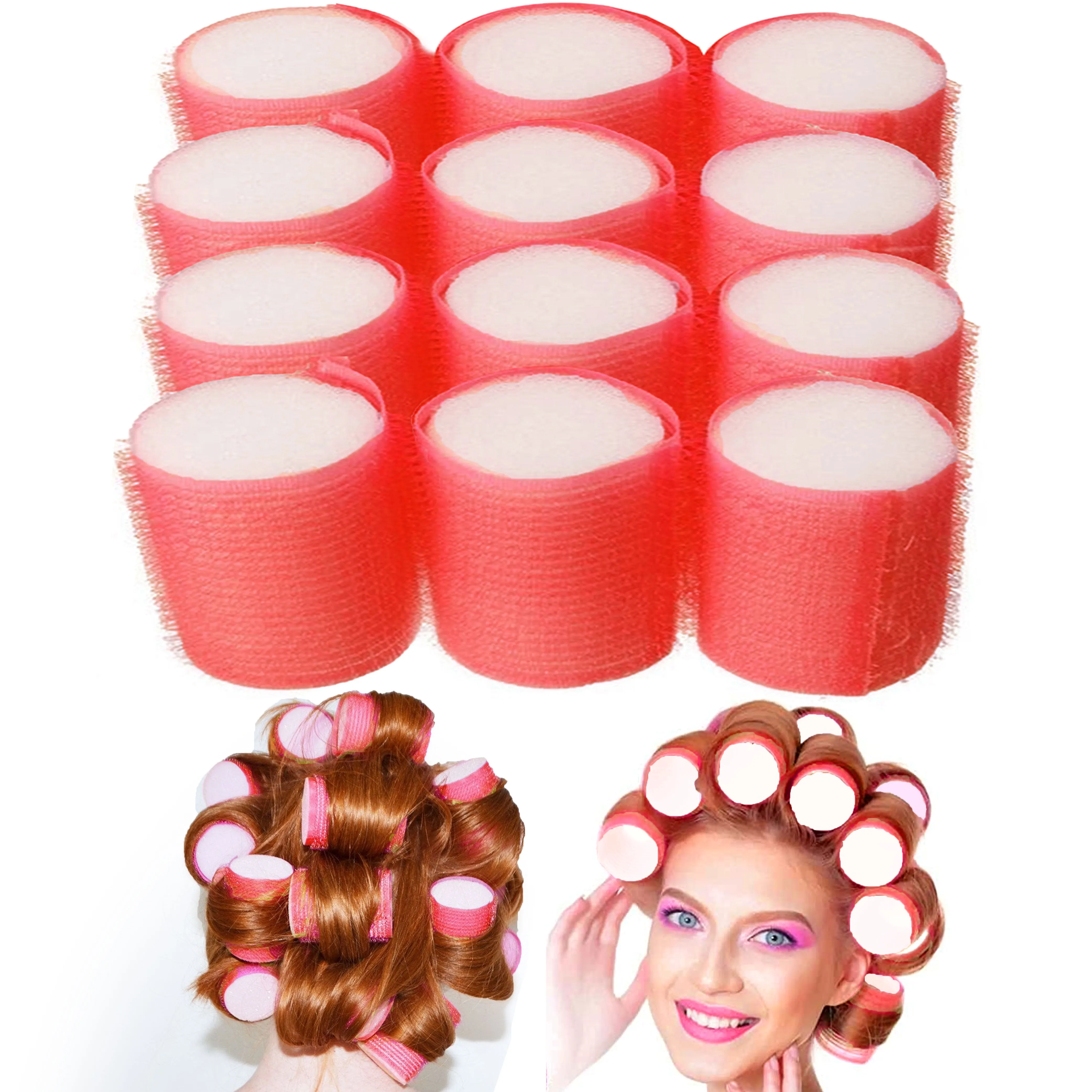 12 Large Soft Cling Foam Hair Rollers Curls Cushion Curlers Waves Styling 2" Dia