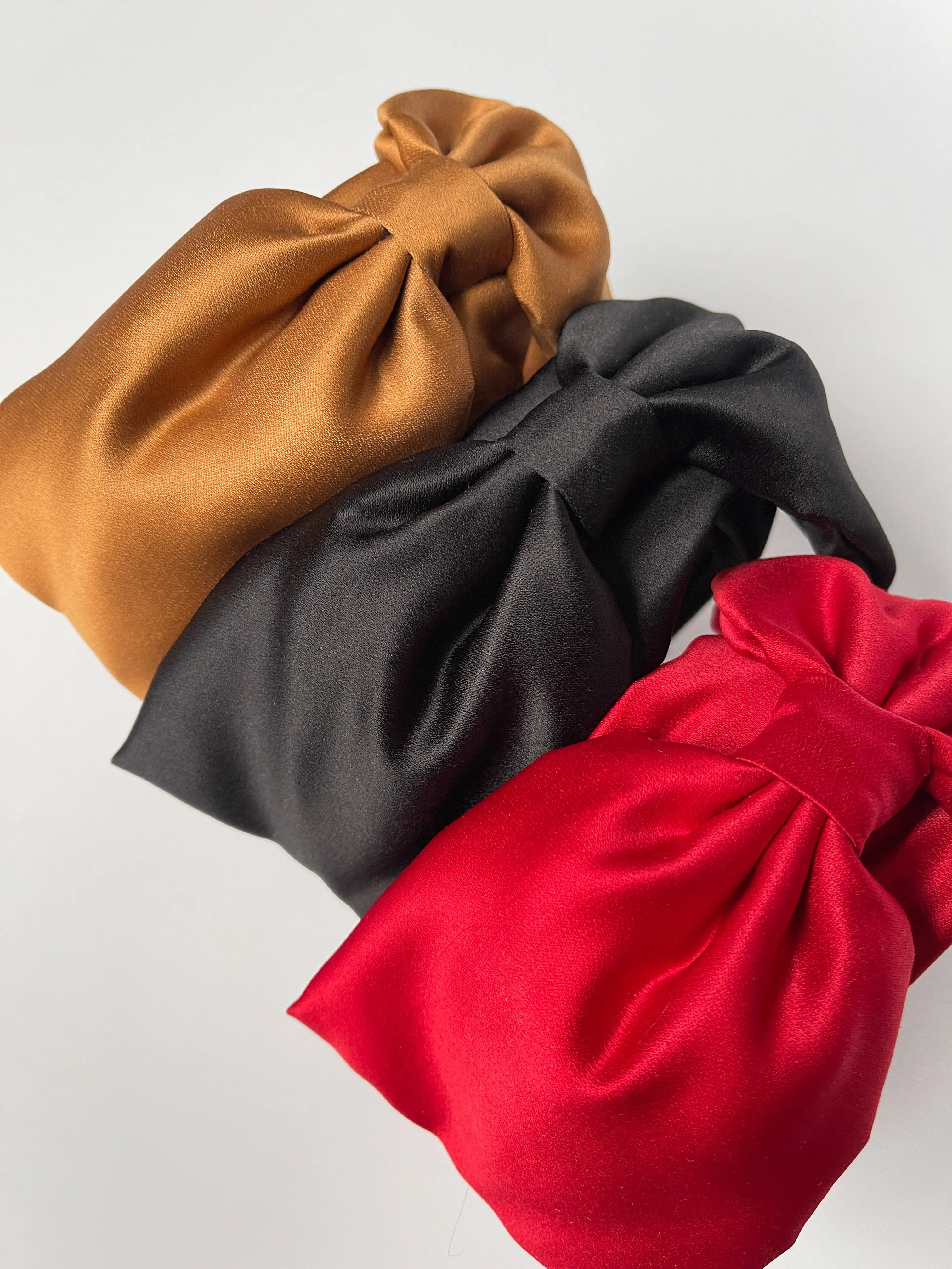 Bouffant Bow Headband | Retro Oversize Statement Bow Headband | Sueded Satin | Made to Order