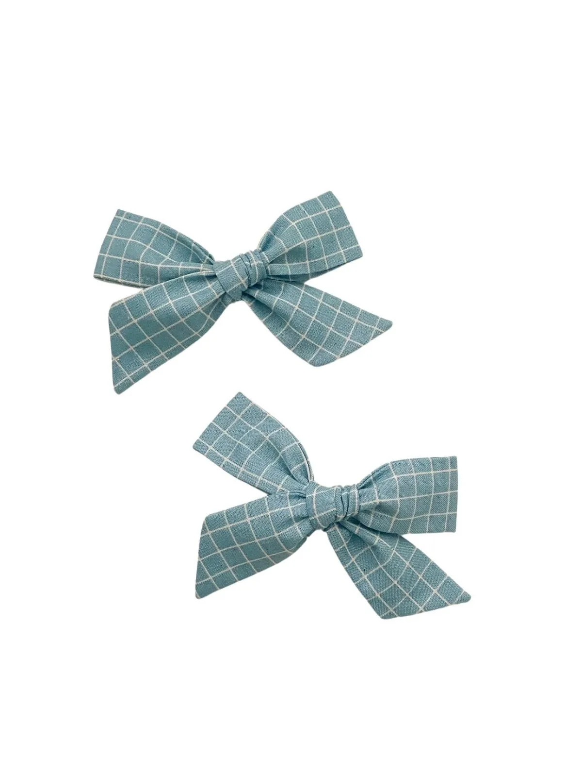 Classic Bow | Blue Grid - Headband, Clip, or Pigtail Clip Set