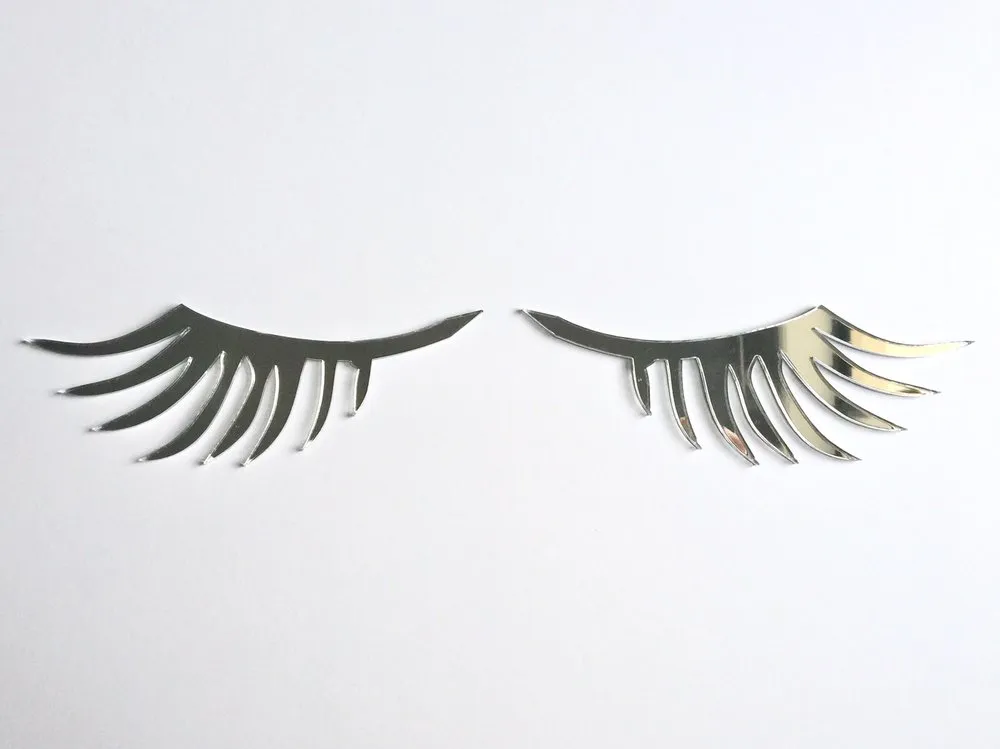 Eyelash Wall Decals - Mirrored Silver (Set of 2)