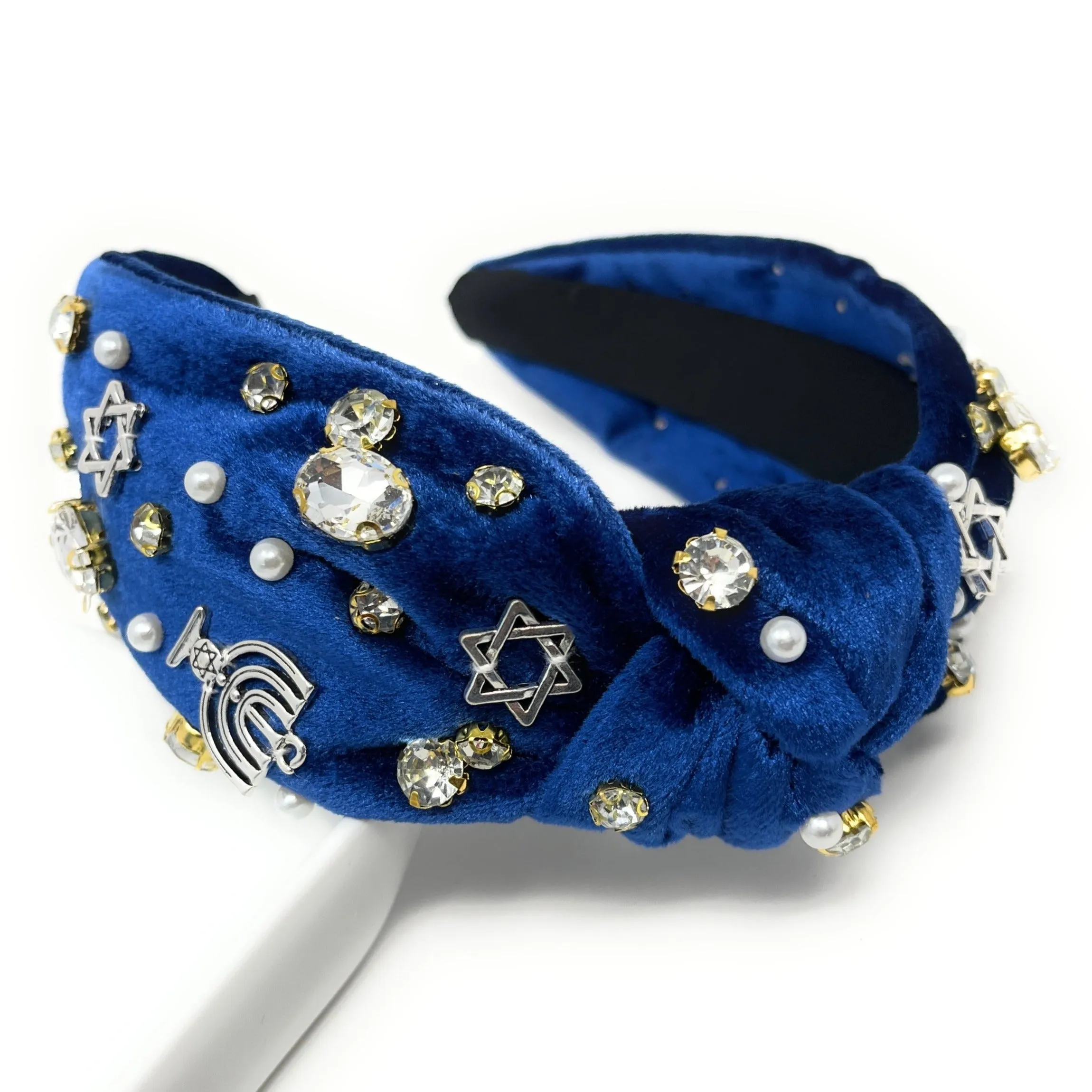 Hanukkah Velvet Jeweled Knot Headband