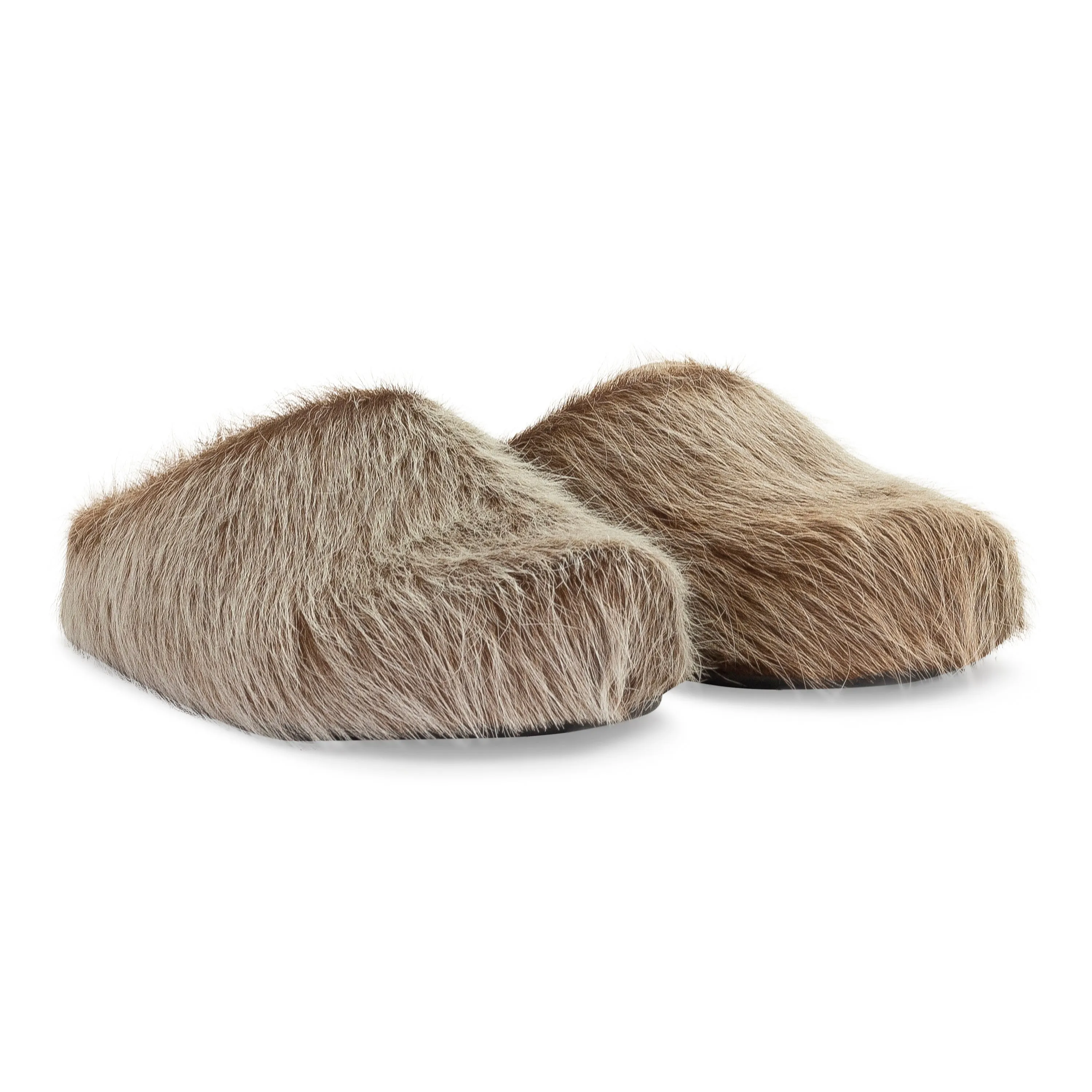 LONG HAIR CALFSKIN FUSSBETT SABOT SOFT BEIGE SLIPPERS