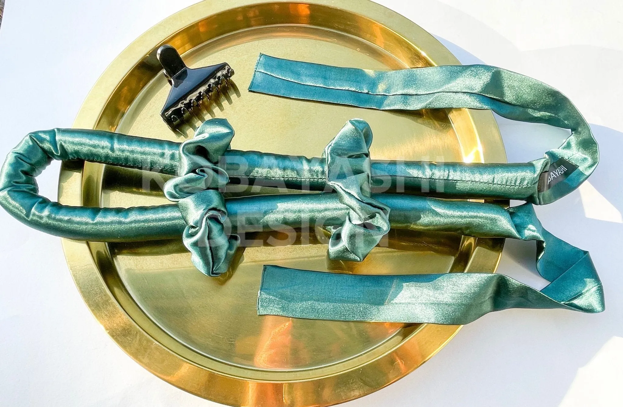 Long Large SATIN heatless hair curler with ties- ribbon and Scrunchie hair curling set