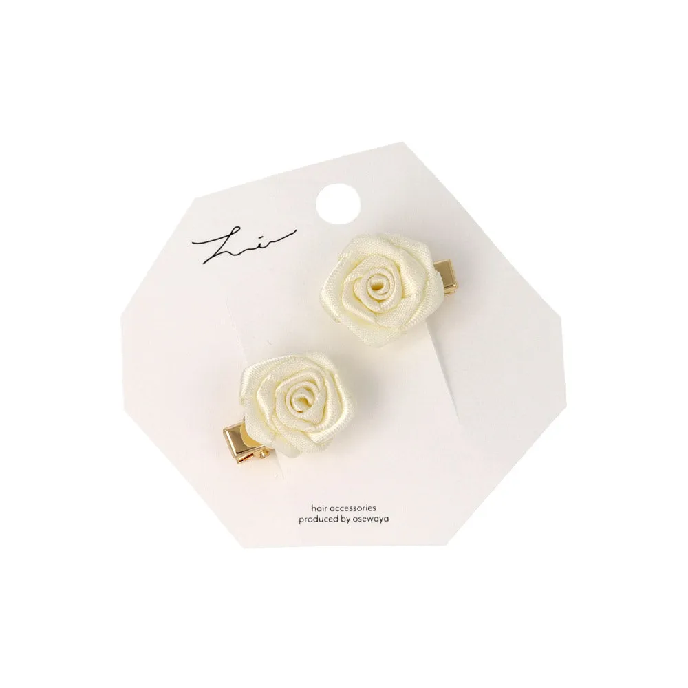 Mini Ribbon Rose Pinch Clip Set