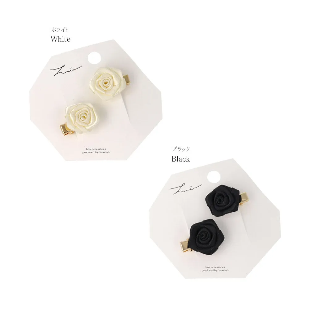 Mini Ribbon Rose Pinch Clip Set