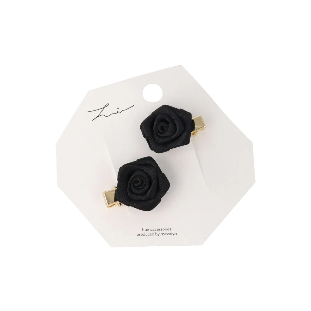 Mini Ribbon Rose Pinch Clip Set