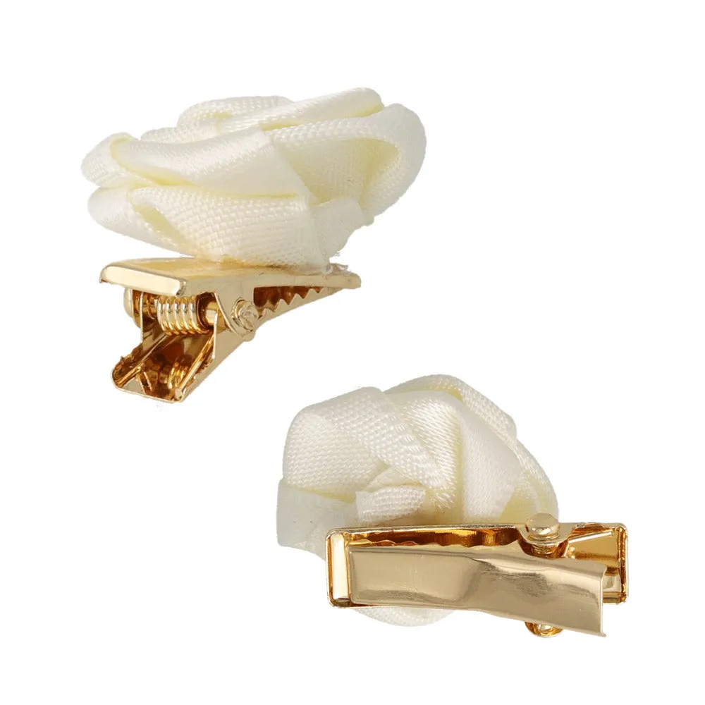 Mini Ribbon Rose Pinch Clip Set
