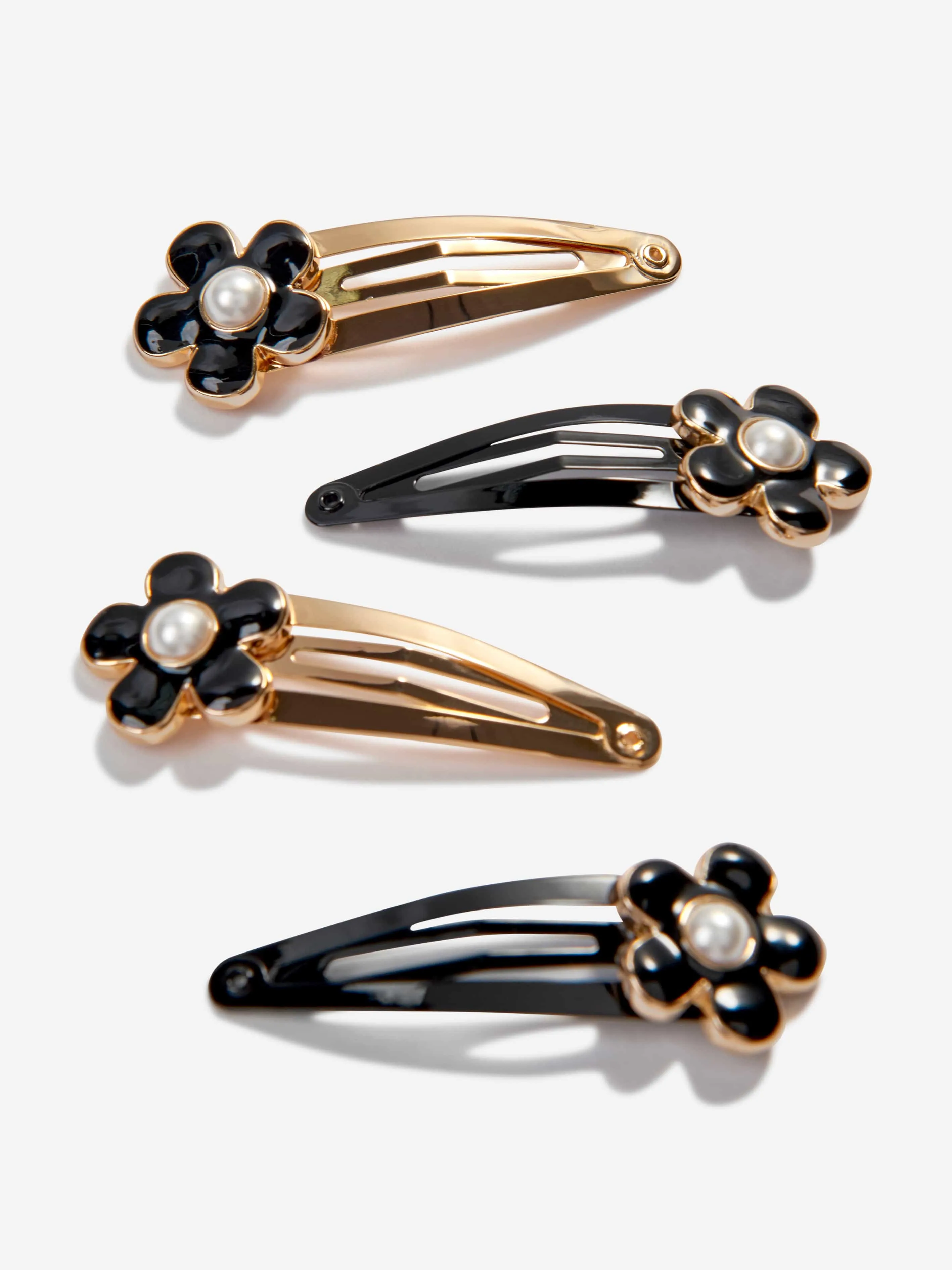 Self Portrait Girls Pearl Flower Hairclip Pack in Black
