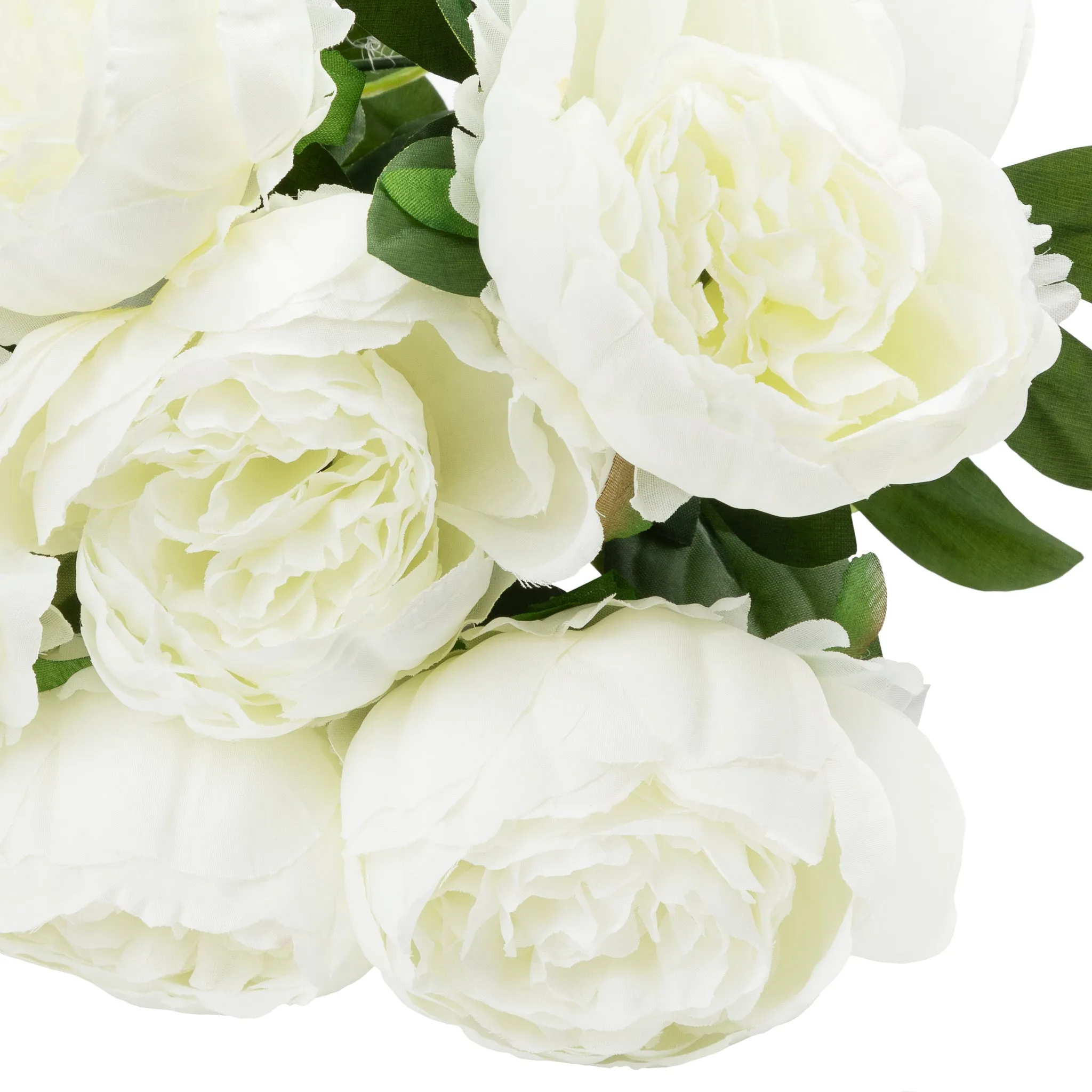 Silk Artificial Peony Flower Bush Bundle - Ivory