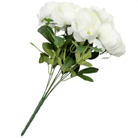 Silk Artificial Peony Flower Bush Bundle - Ivory