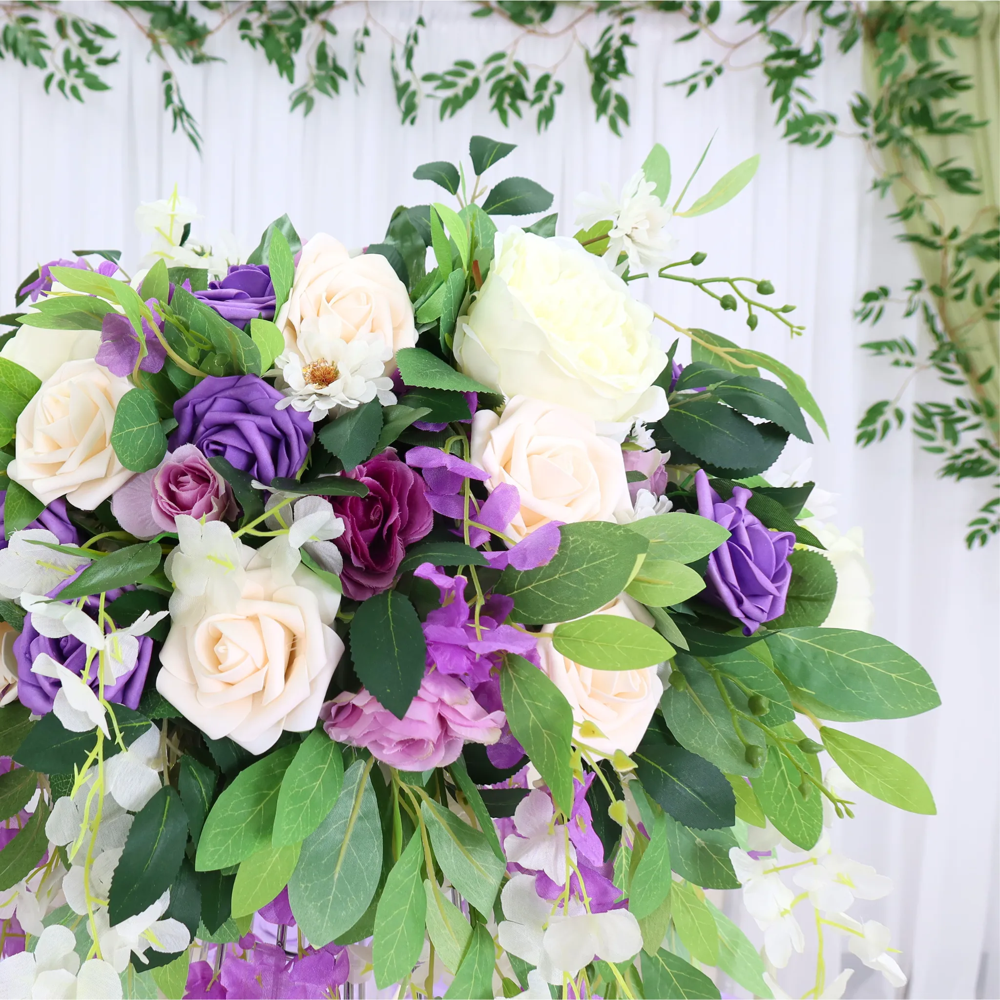 Silk Artificial Peony Flower Bush Bundle - Ivory