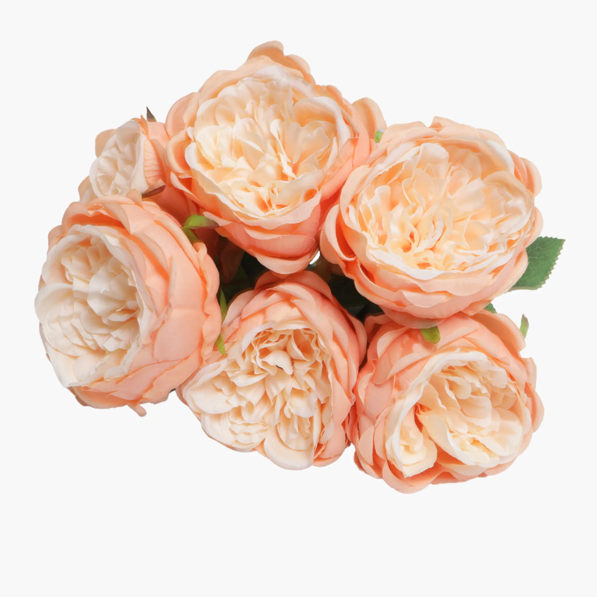 Silk Artificial Peony Flower Bush Bundle - Peach