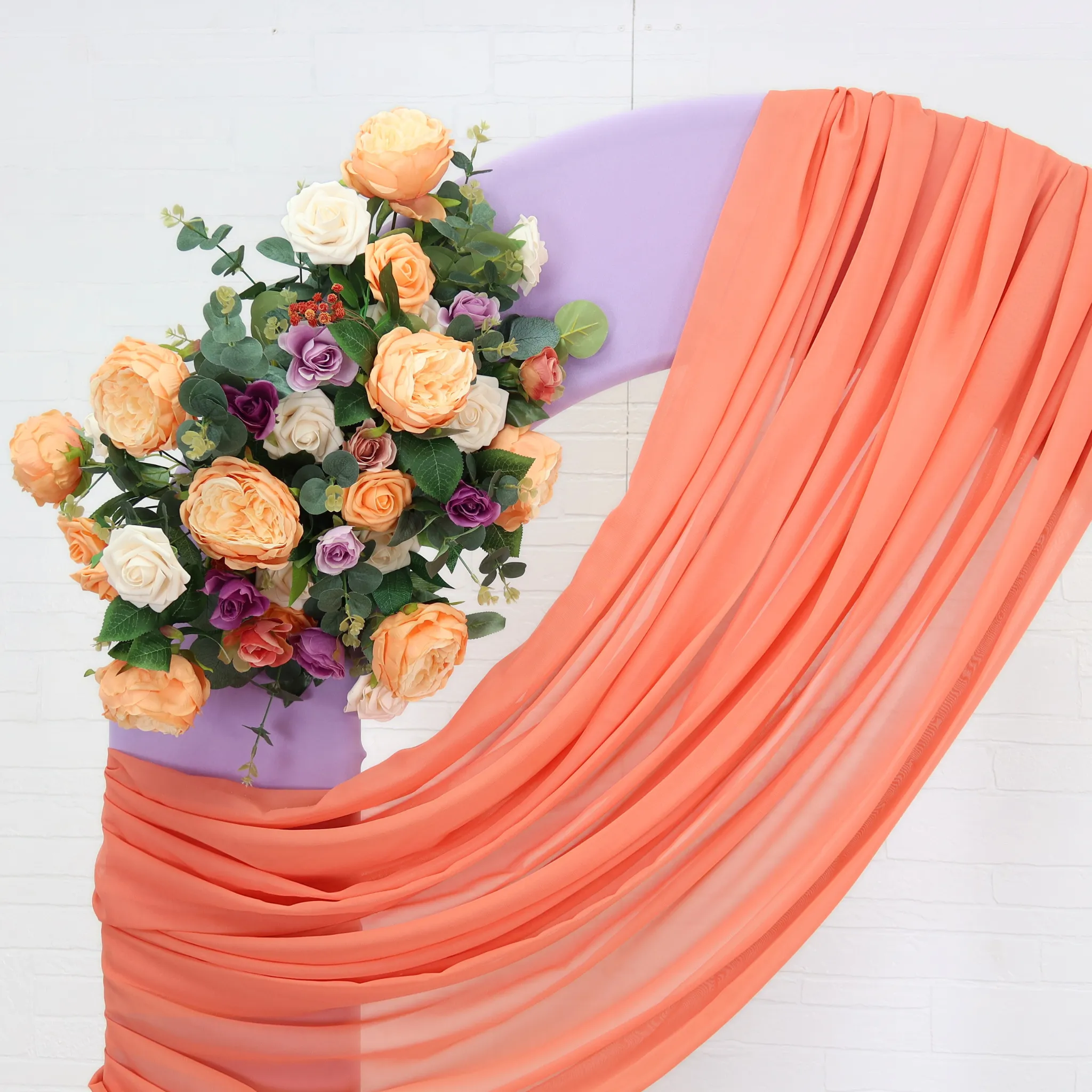 Silk Artificial Peony Flower Bush Bundle - Peach