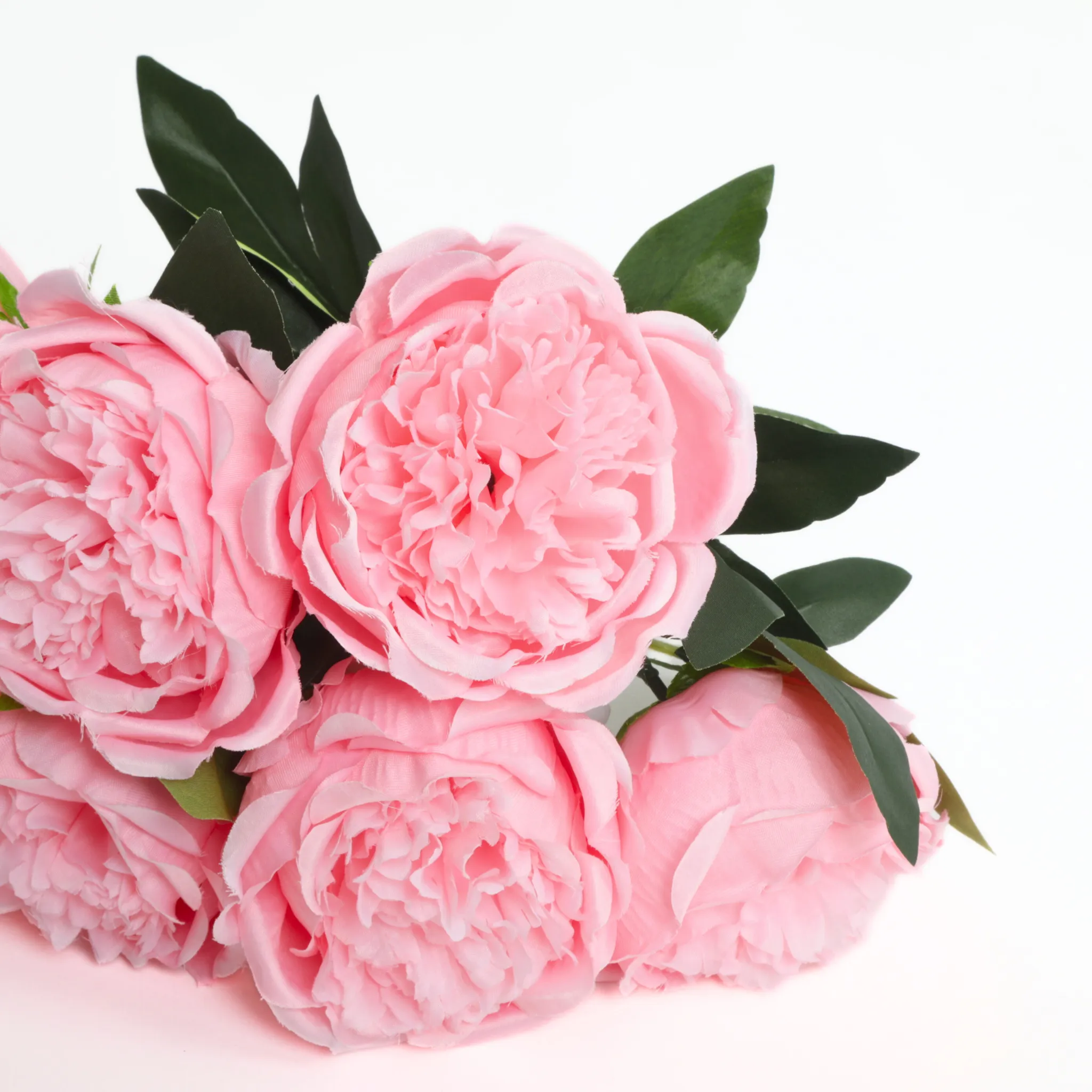 Silk Artificial Peony Flower Bush Bundle - Pink