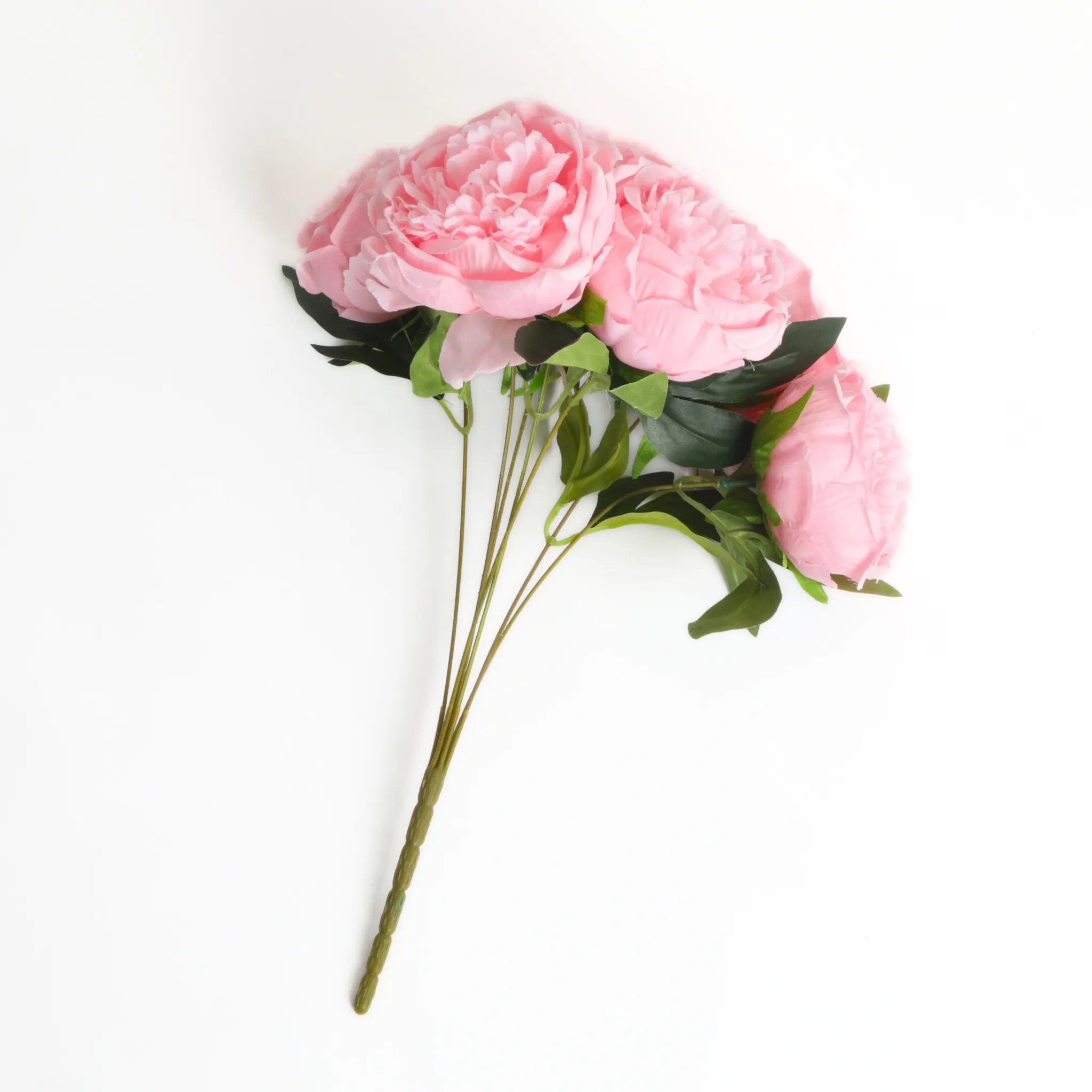 Silk Artificial Peony Flower Bush Bundle - Pink