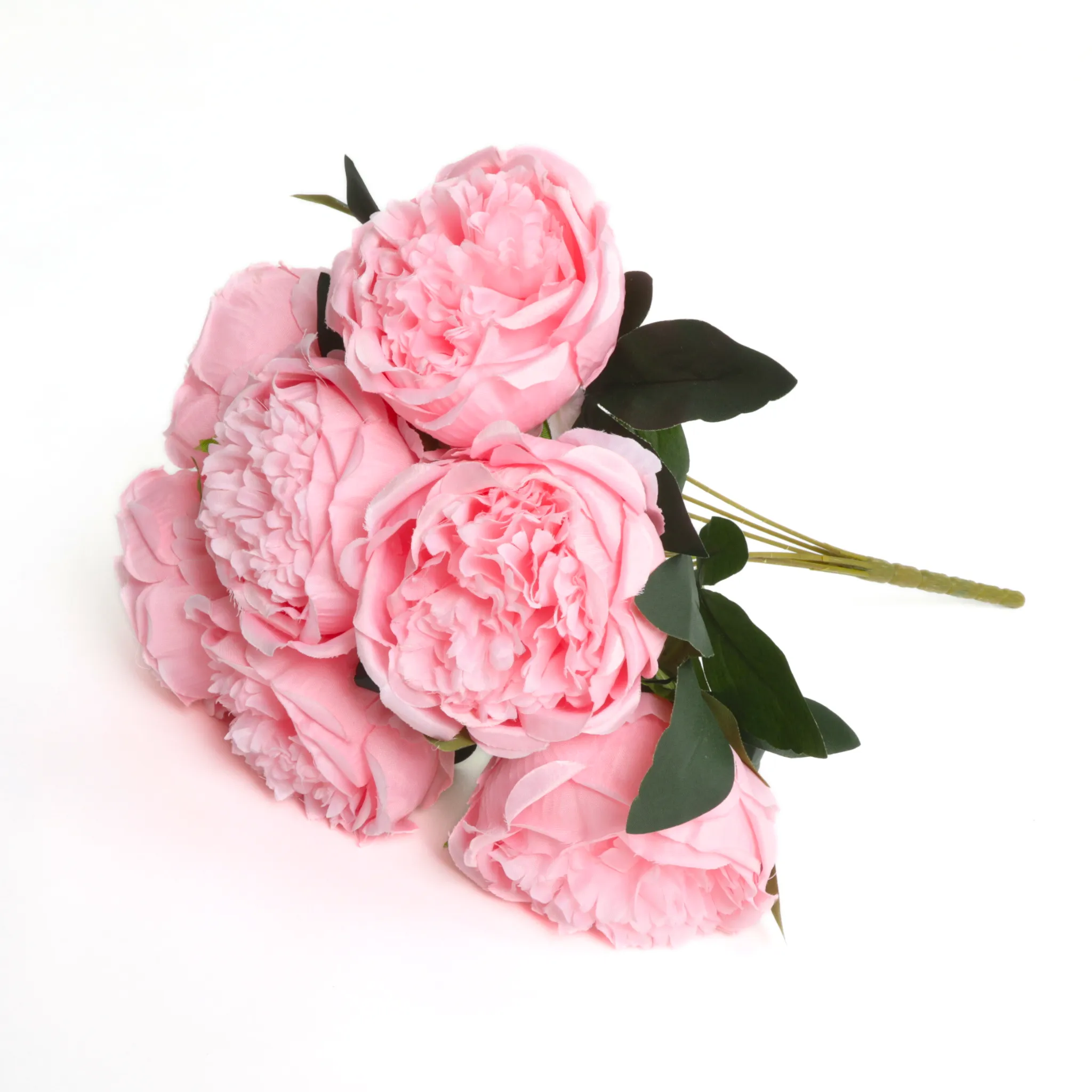 Silk Artificial Peony Flower Bush Bundle - Pink
