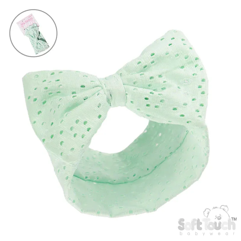 Soft Touch Broderie Anglaise Big Bow Head Band