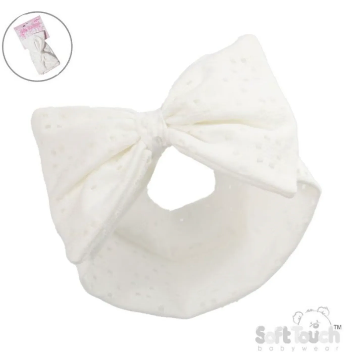 Soft Touch Broderie Anglaise Big Bow Head Band