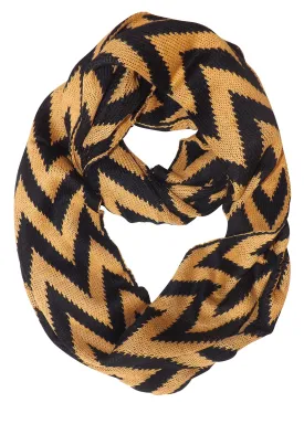 Tan Charming Classic Knit Chevron Infinity Loop Scarves